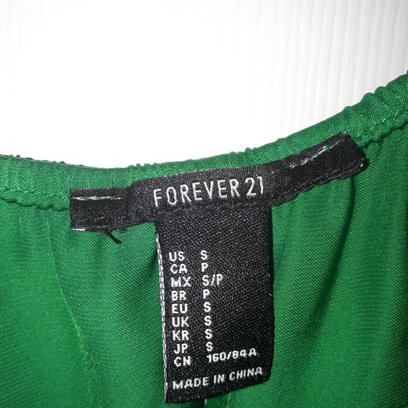 Forever 21 Green off the shoulder blouse size small - Picture 2 of 4